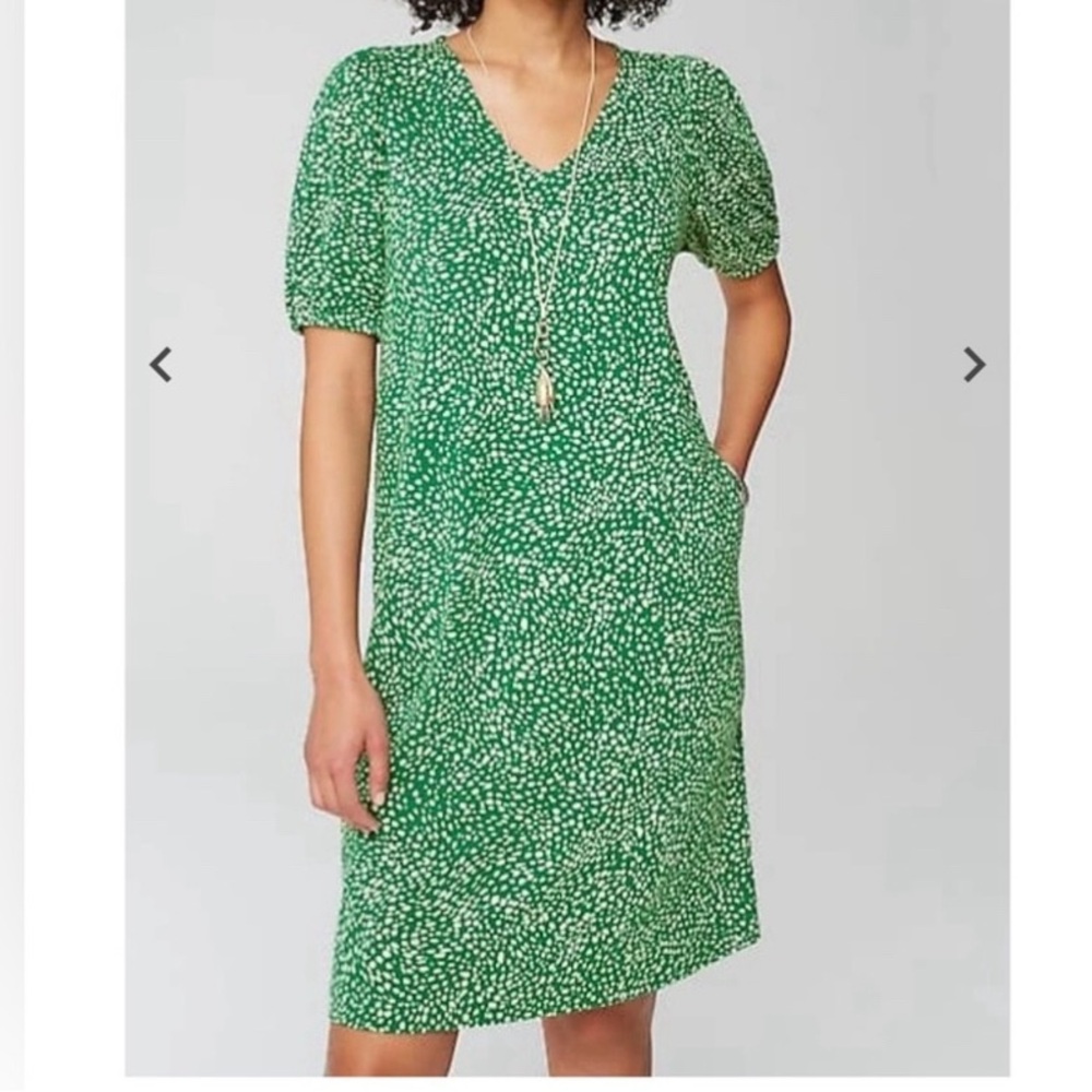 J.Jill Knit Shift Dress, Size S, Clover Spots (Green) NWOT